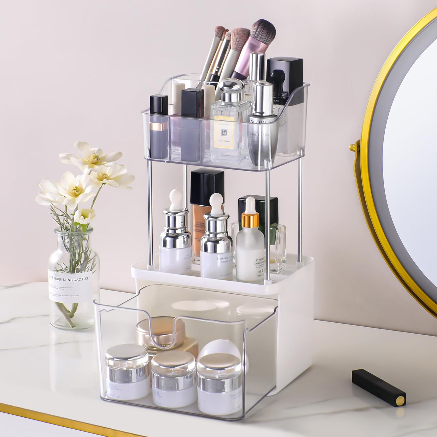 2-Tier Makeup Organizer for Bathroom Vanity