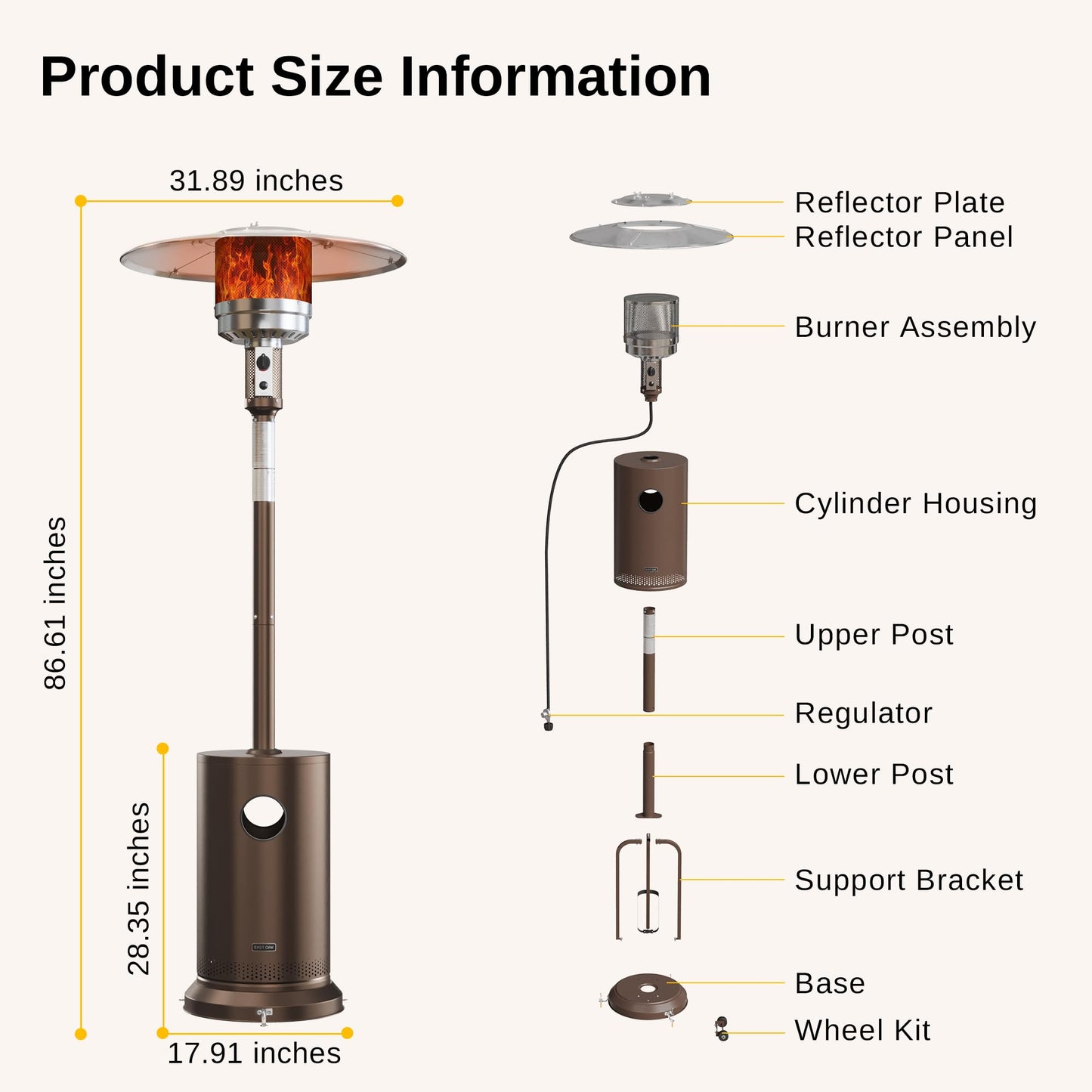 EAST OAK 48,000 BTU Outdoor Patio Heater