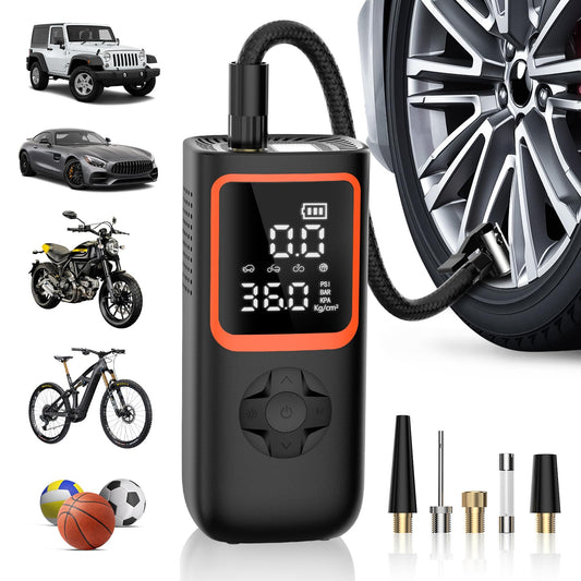 Tire Inflator Portable Air Compressor - 20000mAh & 150PSI Cordless Air Pump for Car Tires with Pressure Gauge & LED Light, 2X Faster Inflation Electric Air Compressor for Car Bikes, Motorcycle, Ball