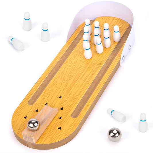 MCPINKY Mini Bowling Game Set, Tabletop Mini Bowling Game Desktop Bowling Game Toy Tiny Home Bowling Alley for Office Desk Games Stress Relievers for Adults, Kids Party Favors