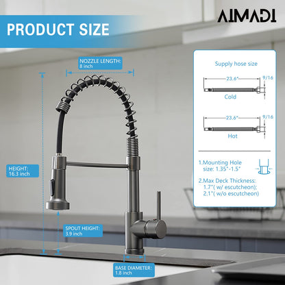 Kitchen Faucet with Sprayer AIMADI,Farmhouse High Arc Single Handle Spring Kitchen Sink Faucet Modern rv Stainless Steel Pull Down Kitchen Faucets,Grifos De Cocina