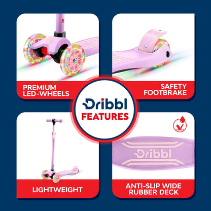 Dribbl Kids 3-Wheel Scooter with Adjustable Handlebar
