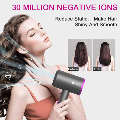1800W Ionic Hair Dryer with Diffuser & Nozzles