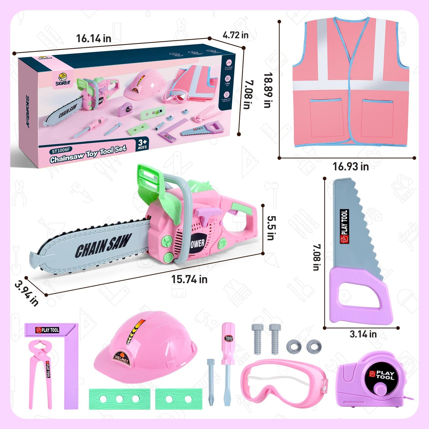 Toddler Tool Set with Chainsaw and Tape Measure
