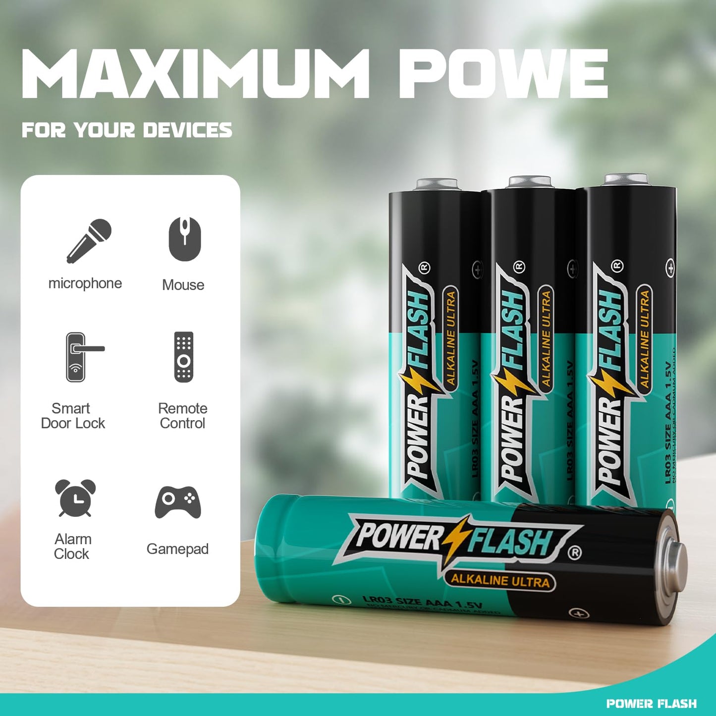 POWER FLASH AAA Batteries 24 Pack (with New Life Date) Long Lasting Triple AAA Batteries, 1.5V Batteries, Shelf Life of 10 Years, Leak Proof, Release Natural Discharge AAA Batteries