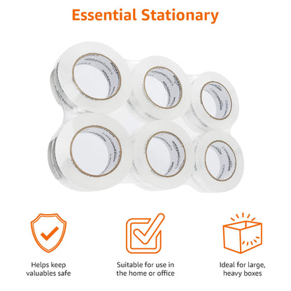 Amazon Basics Packing Tape, Designed for Moving, Storage and Packing, Shipping and Mailing, 1.88-Inch Wide x 109 Yards, Crystal Clear, 6-Pack