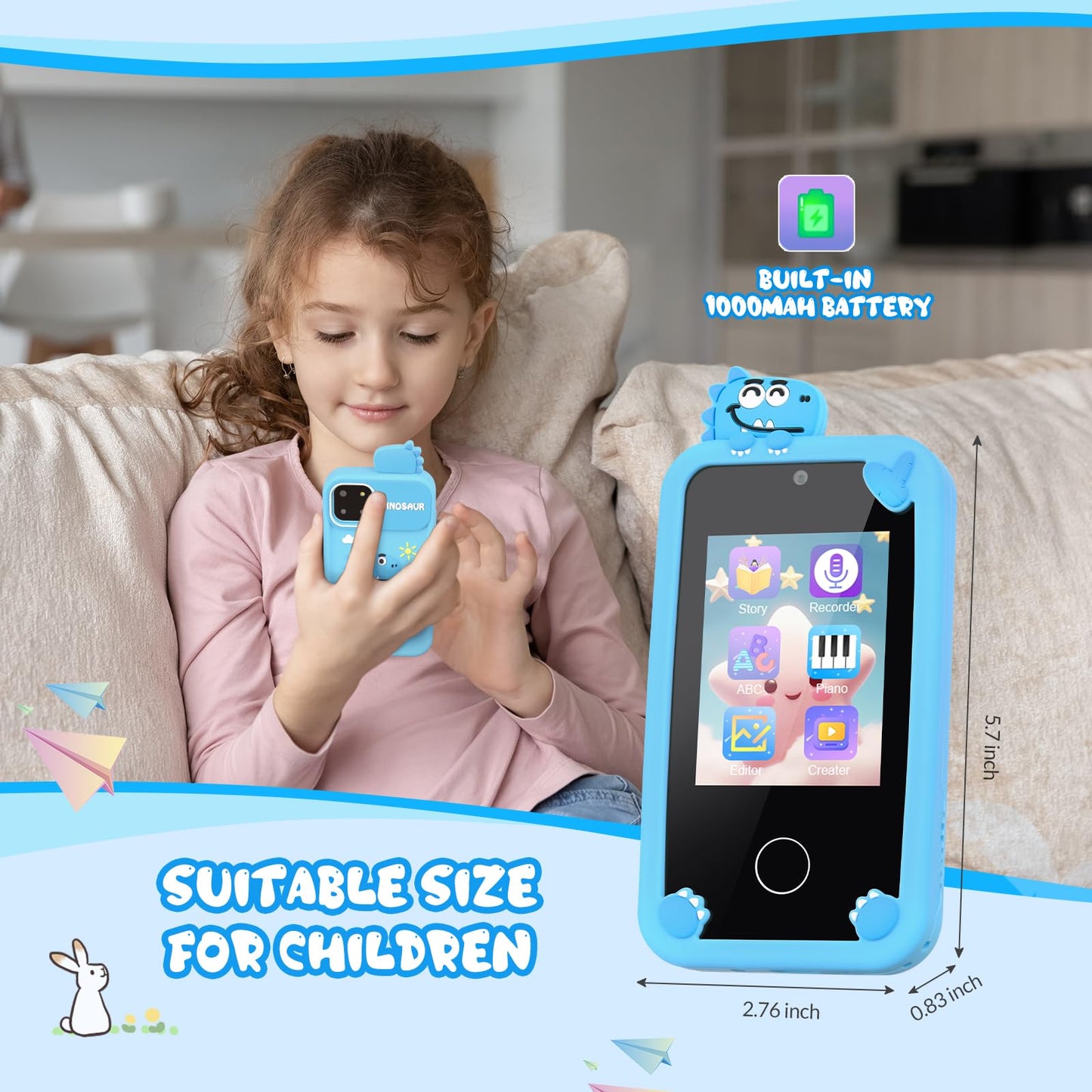 Kids Smart Phone Toy with Touchscreen & Dual Lens