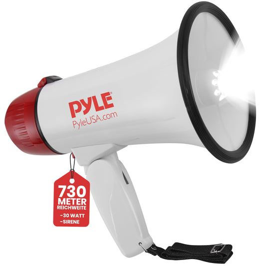 Pyle 30W Megaphone Speaker with Siren & Lights