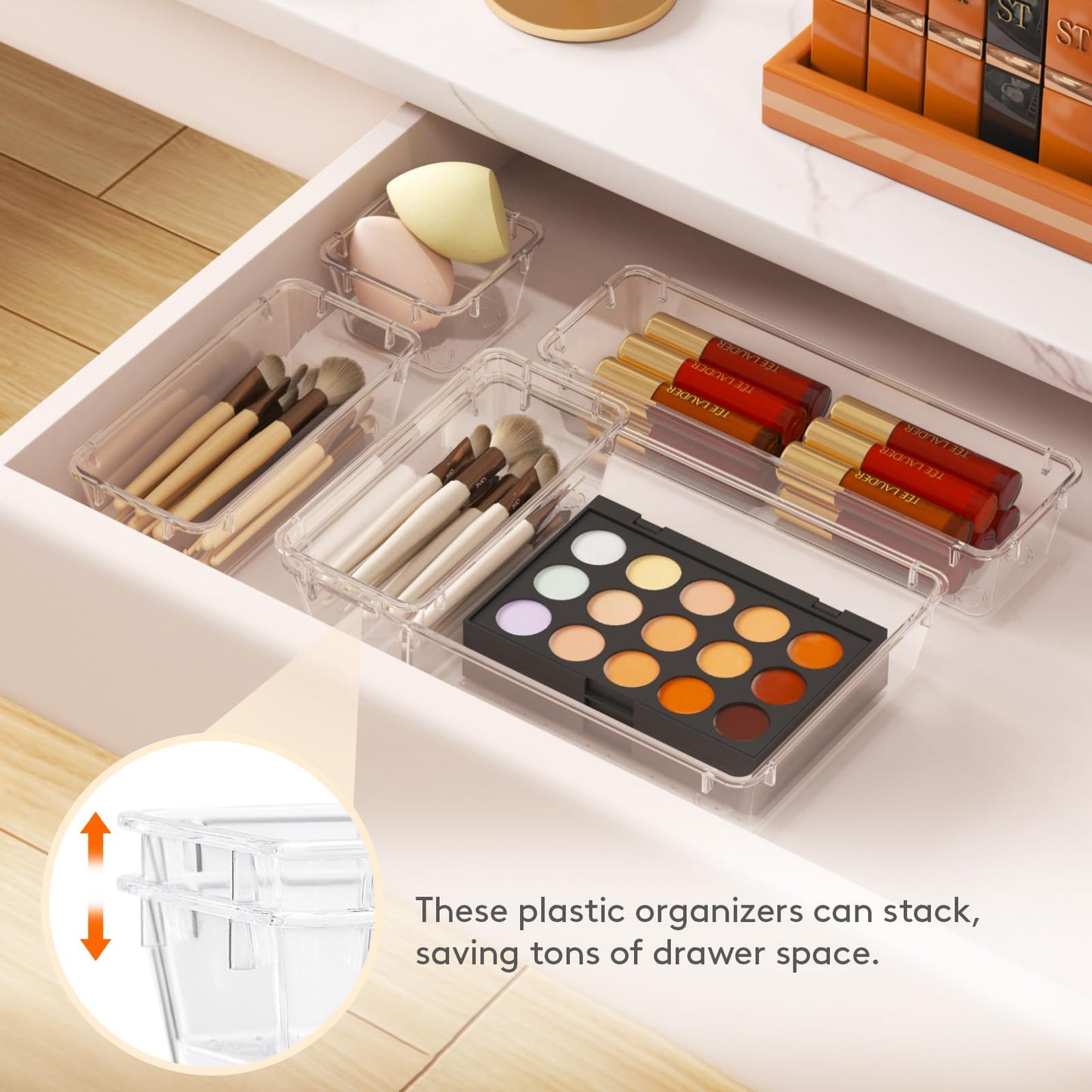 Lifewit 37PCS Clear Plastic Drawer Organizer Set