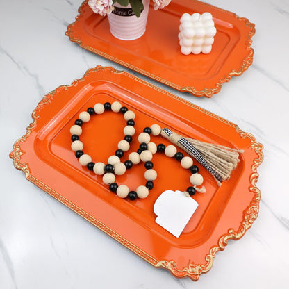 Orange Decorative Serving Trays for Living Room