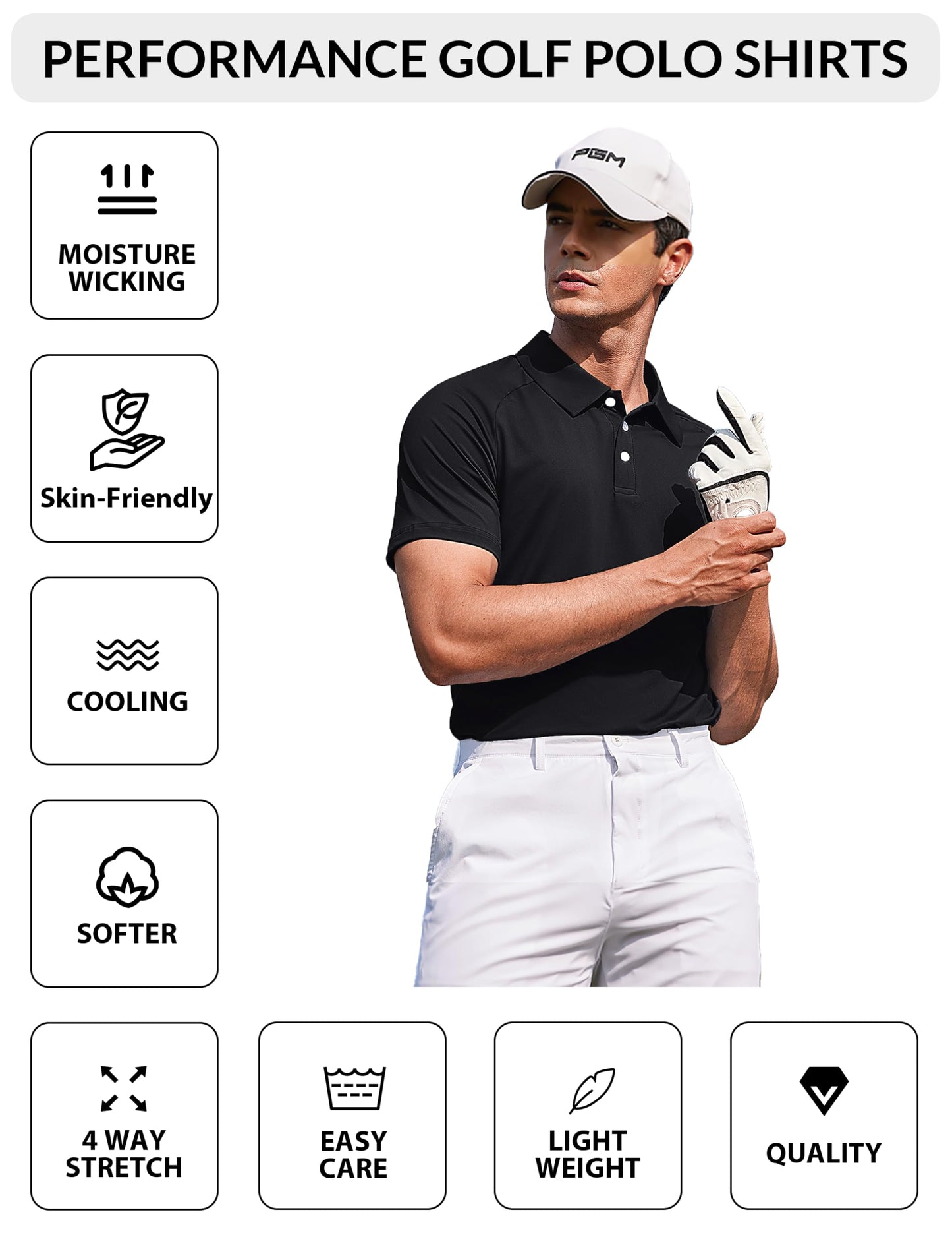 Mens Short Sleeve Athletic Golf Polo Shirt