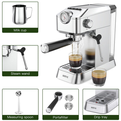 MR MIRYE 20 Bar Stainless Steel Espresso Machine