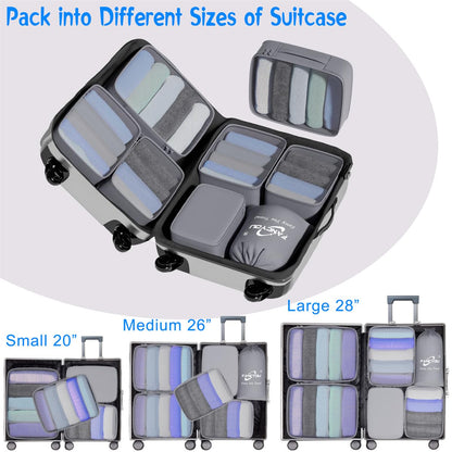 Fancyou Travel Gear Packing Cubes for Suitcases Extra Large 8 Set, Travel Cubes Packing Luggage Organizers Accessories Bag, Travel Essentials Suitcase organizer bags set Clothes Bag(Grey)