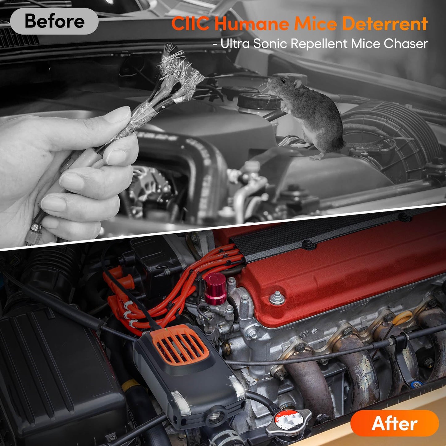 2 Pack Ultrasonic Mouse Repellent for Car Engines