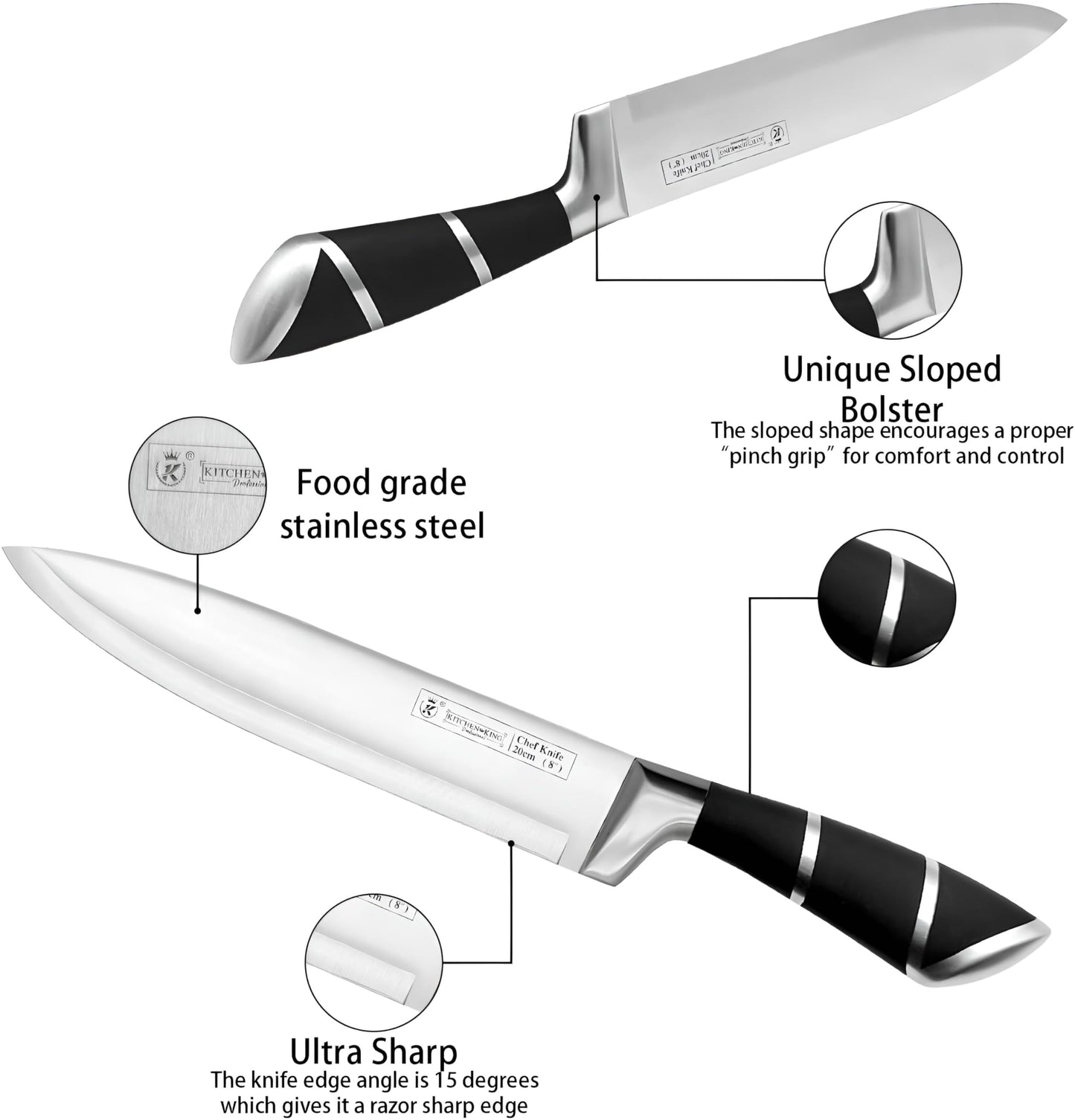 9-Piece Black Kitchen Knife Set with Block