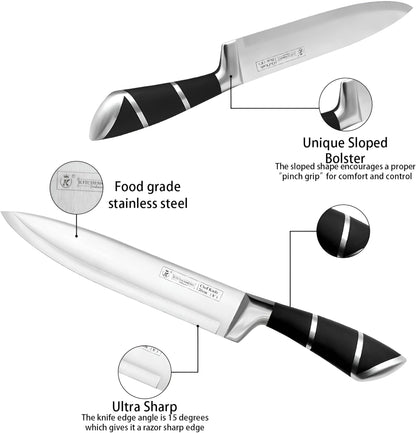 9-Piece Black Kitchen Knife Set with Block