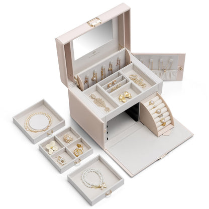Vlando Pink Leather Jewelry Box Organizer