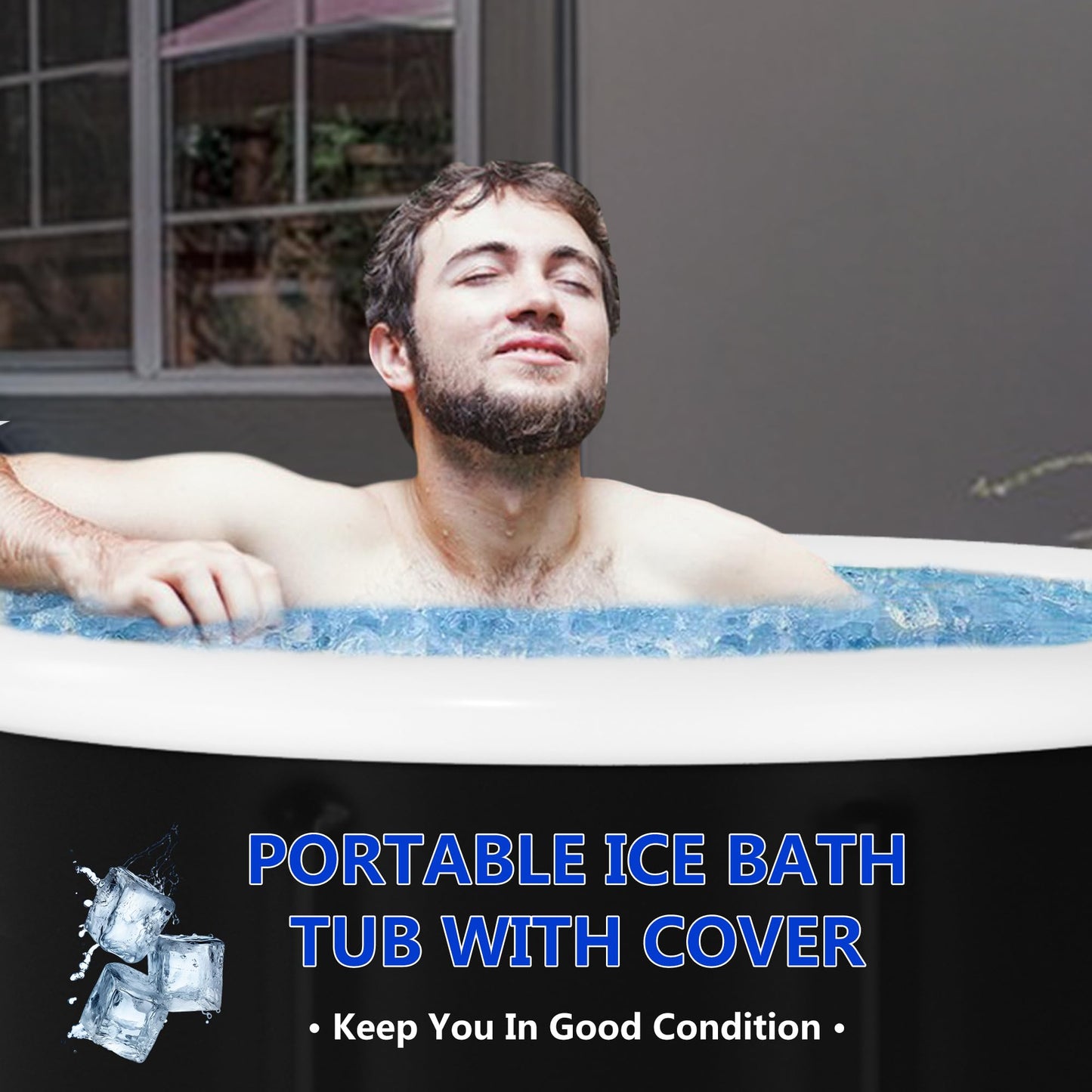 Generic Ice-Bath-Tub-Athletes with Two Cover, XL Multiple Layered Portable-Ice-Bath-Plunge-Pool, 105 Gallons Cold-Plunge-Tub with Lid, 8 Stainless Steel Supports the-Ice-Pod., Dark Black