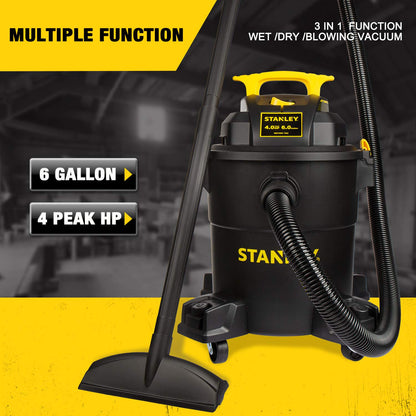 Stanley - SL18116P Wet/Dry Vacuum, 6 Gallon, 4 Horsepower Black