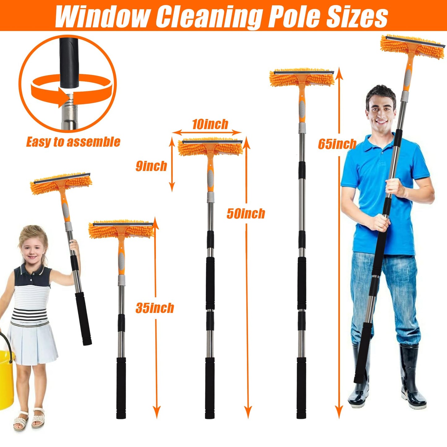 Greeily 5FT Window Squeegee with Extension Pole