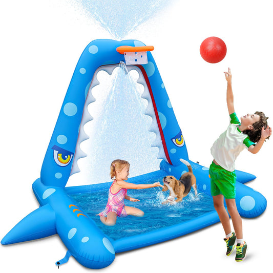 Giant Inflatable Shark Splash Pad for Kids