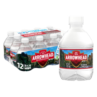 Arrowhead Spring Water Bottles, 12 Pack, 8 Fl Oz