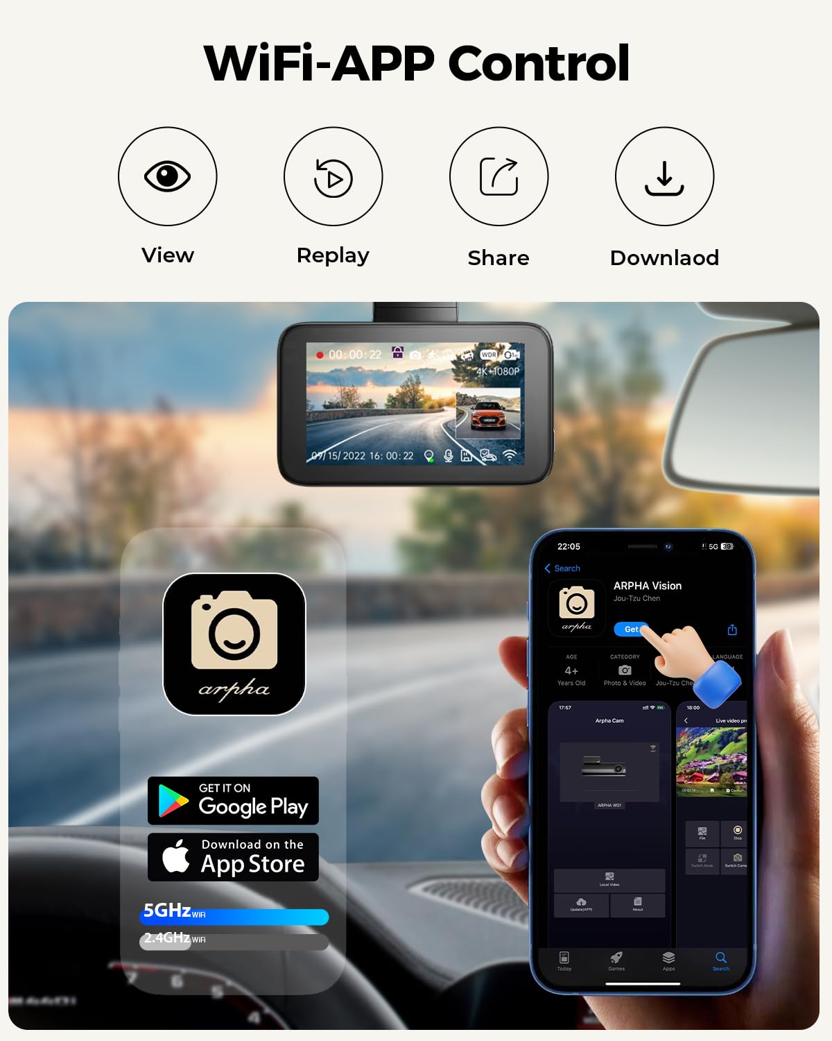 4K Dash Cam with GPS & WiFi