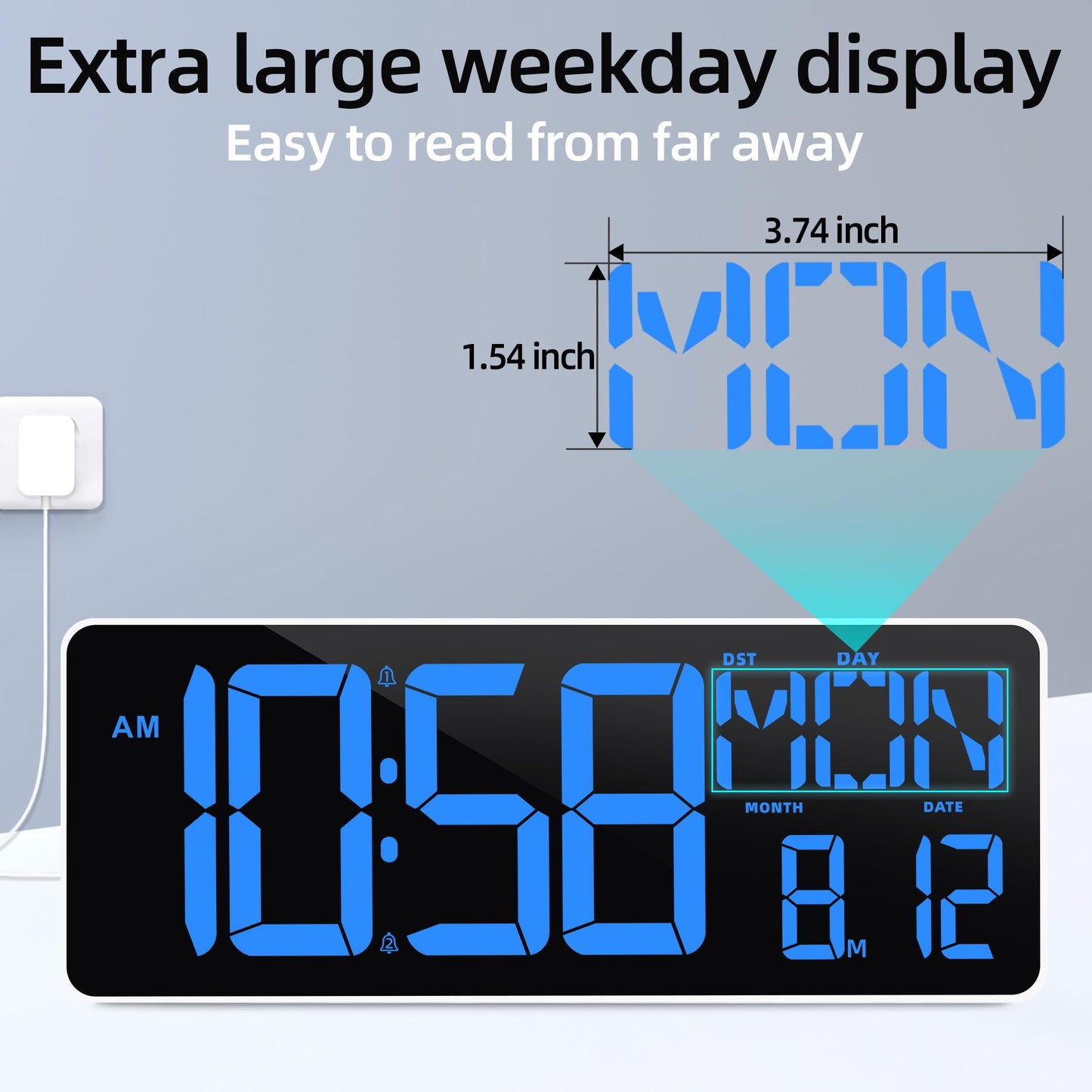TXL 13-Inch Digital Wall Clock with Remote