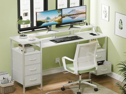Korfile 55 Inch Gaming Desk with LED Lights