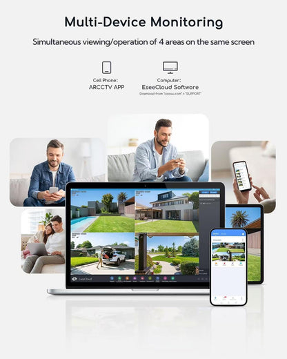 4 Cam COOAU Solar Security Camera System