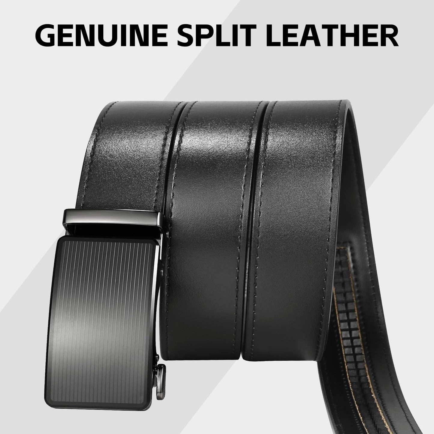 West Leathers Men's Ratchet Leather Belts Set - Adjustable, Gift-Ready Dress Belts (Black, 28" to 34" Waist Adjustable)