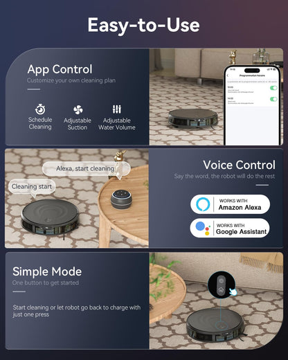 Kokaidia Robot Vacuum and Mop Combo, 9000Pa
