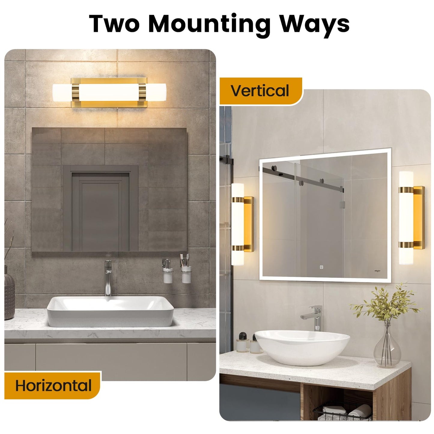 Epinl Gold Dimmable LED Wall Sconces Set of 2