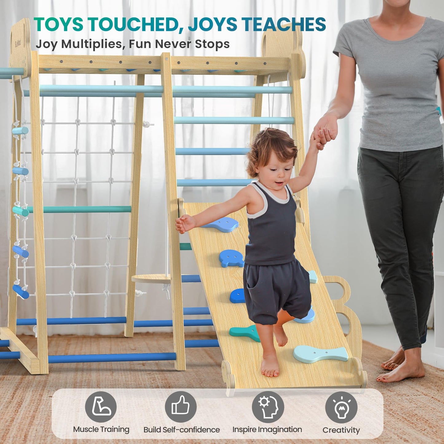 9-in-1 Indoor Jungle Gym Climbing Playset