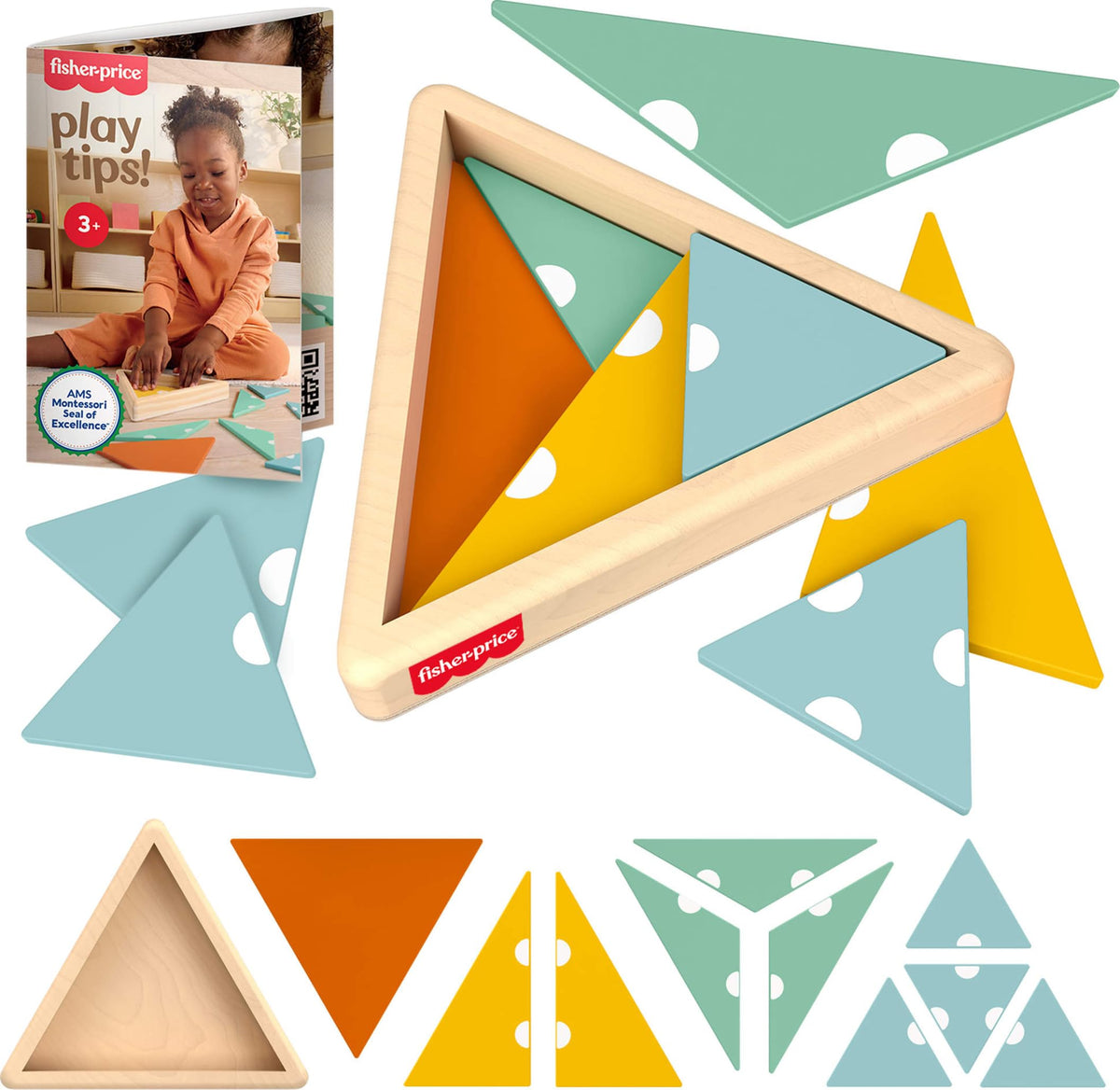 10 Piece Fisher-Price Wooden Montessori Triangle Puzzle