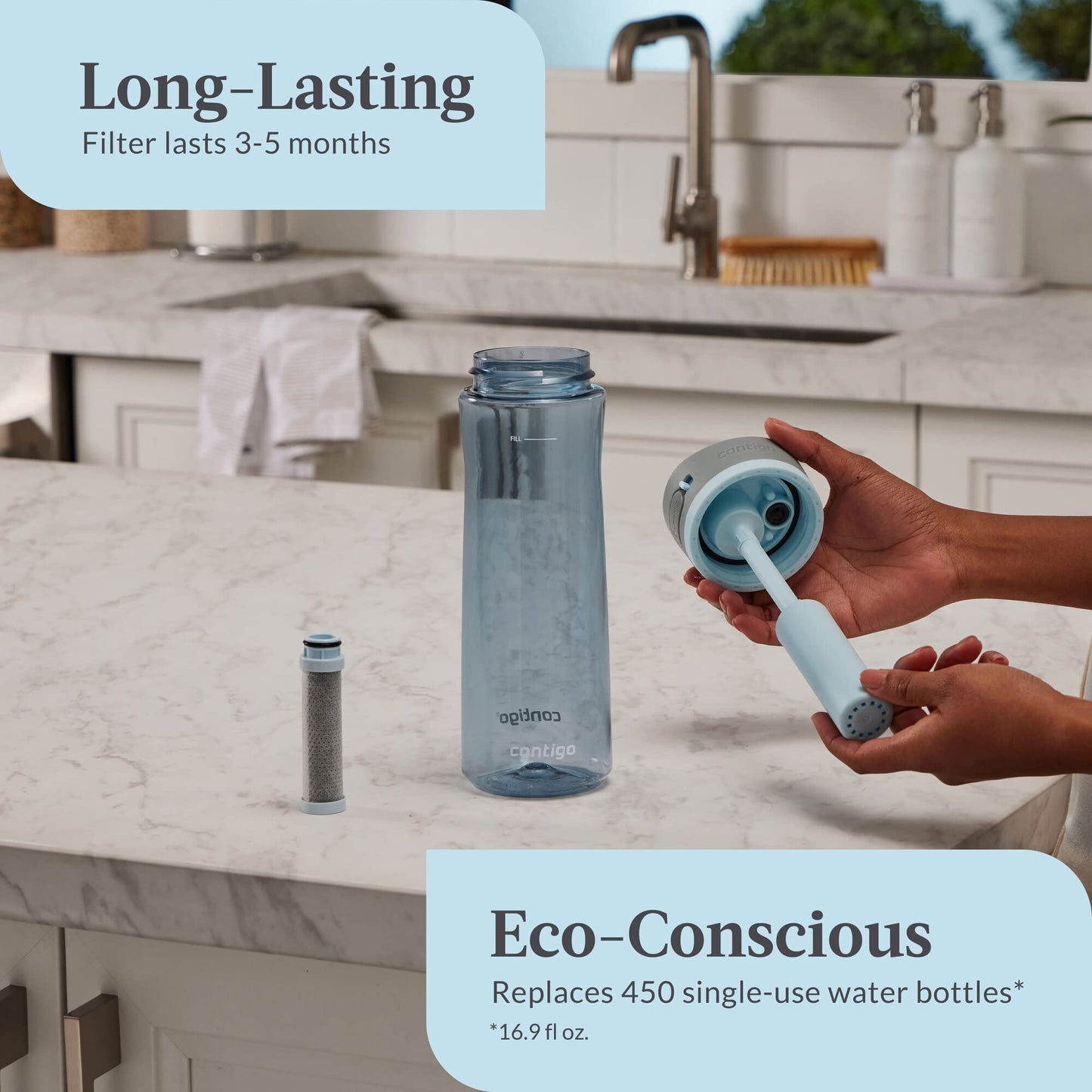 24 Oz Contigo Filter Water Bottle with AUTOSPOUT