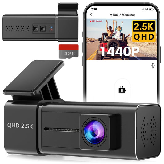 Dash Cam 2.5K 1440P Front Dashcam for Cars, E-YEEGER WiFi Car Camera Mini Dash Camera with App, Night Vision, 24H Parking Mode, Loop Recording, G-Sensor, Free 32G Card, Support Max 256GB, Black