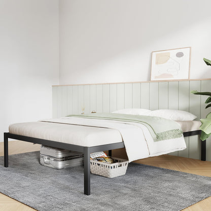 Novilla King Size Bed Frame Without Headboard, Metal Platform Bed Frame, Heavy Duty, No Box Spring Needed, Wood Slat Support, Easy Assembly, Black