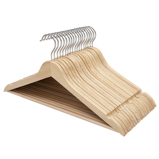 FairyHaus 30 Pack Wooden Coat Hangers with Hook