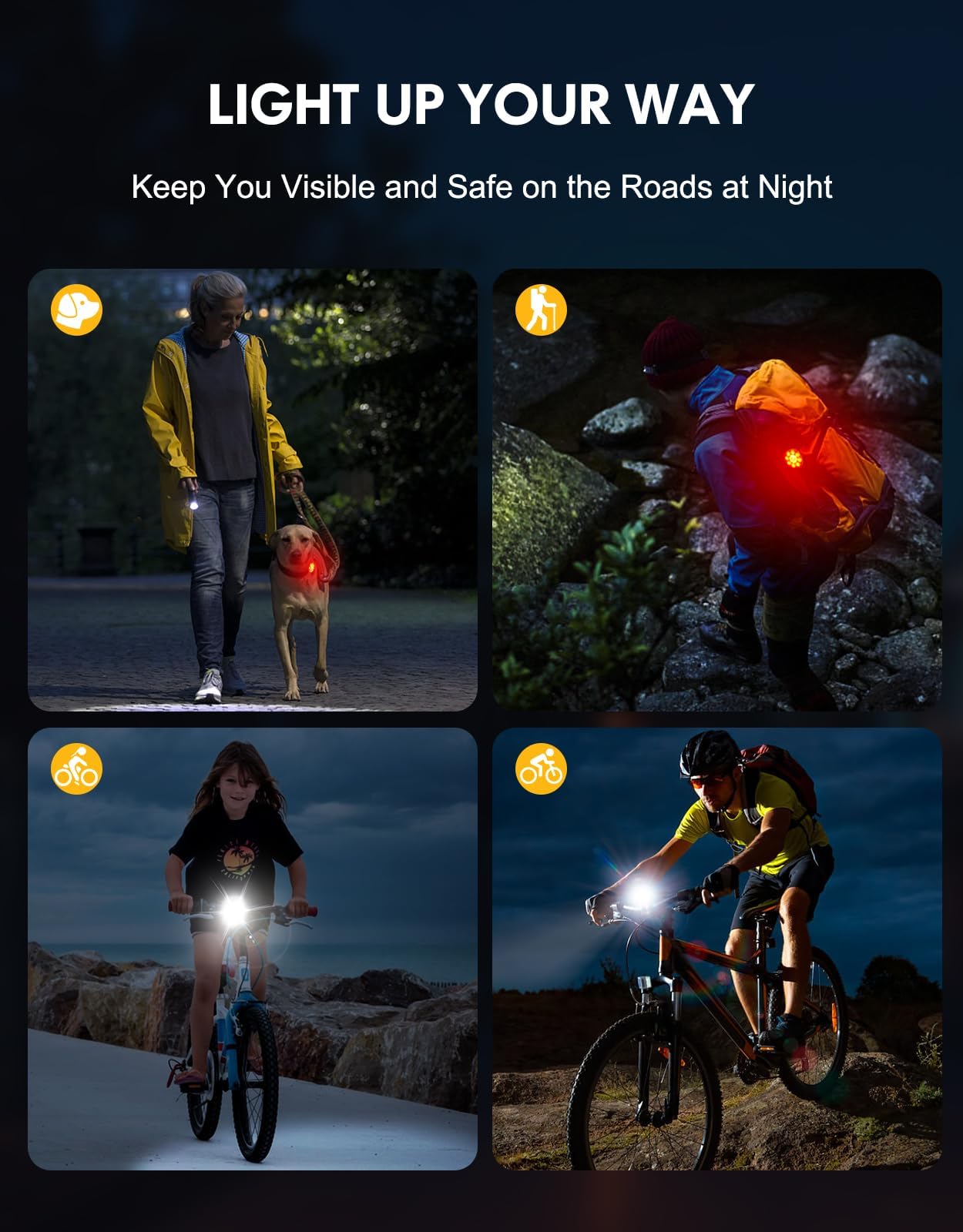 USB Rechargeable Bike Lights with 8 Modes