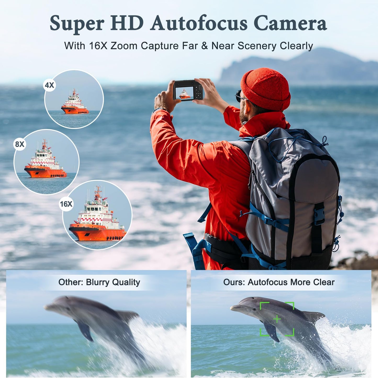 4K 64MP Digital Camera with 16X Zoom