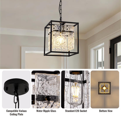 Modern Black Glass Pendant Light for Dining Room