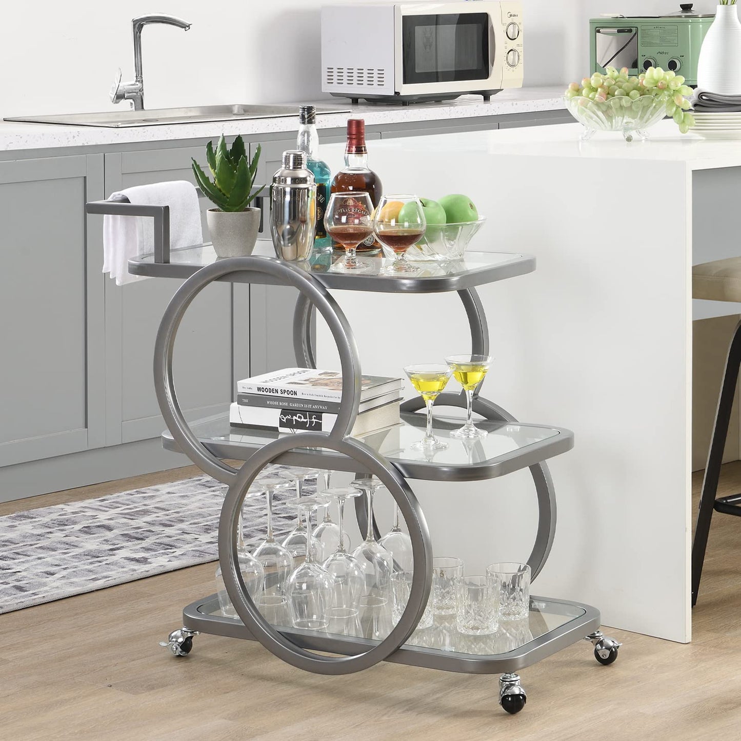 FERFALDER 3-Tier Mobile Bar Cart on Wheels