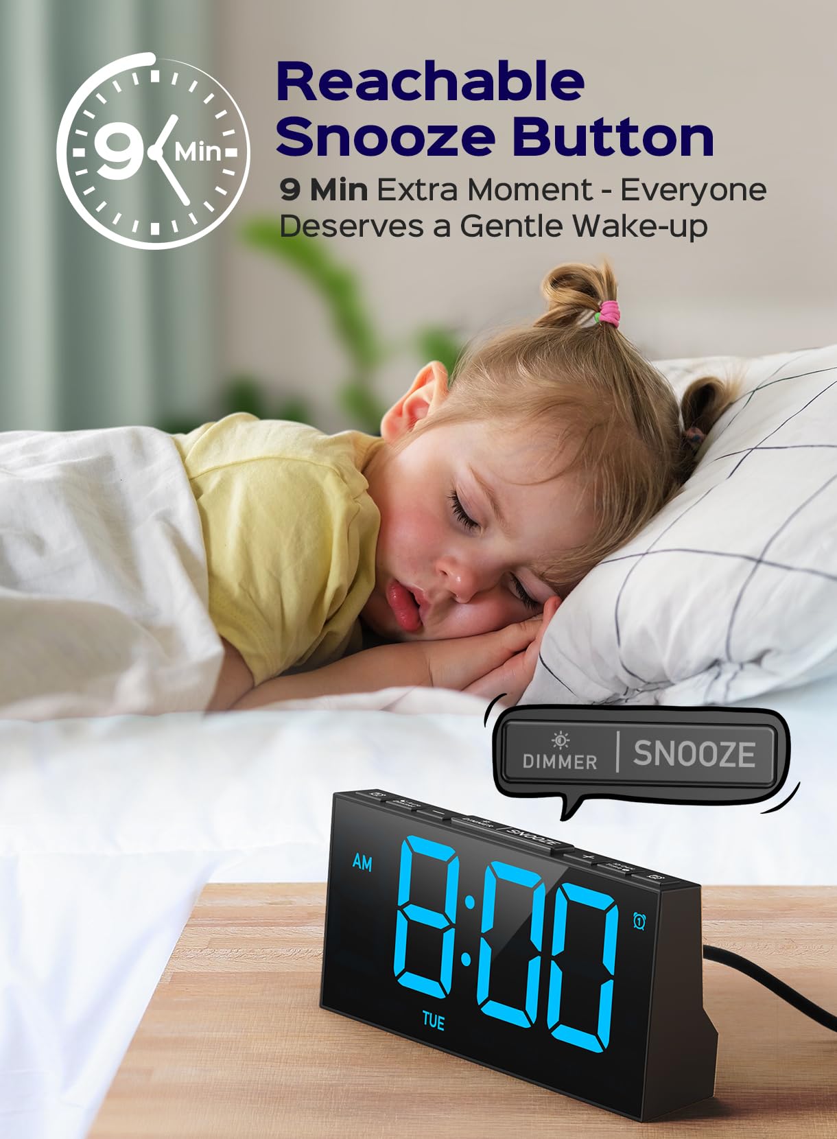 GOLOZA Digital Alarm Clock with USB and Snooze