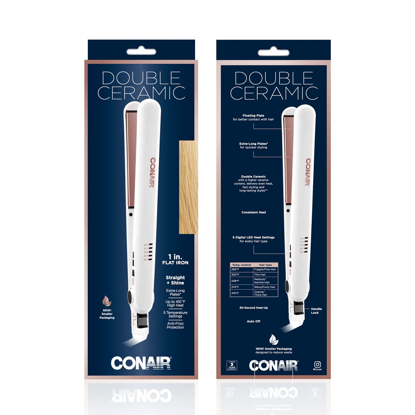 Conair 1-Inch Double Ceramic Flat Iron for Styling