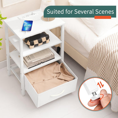 Yoobure Nightstand with Charging Station and Storage