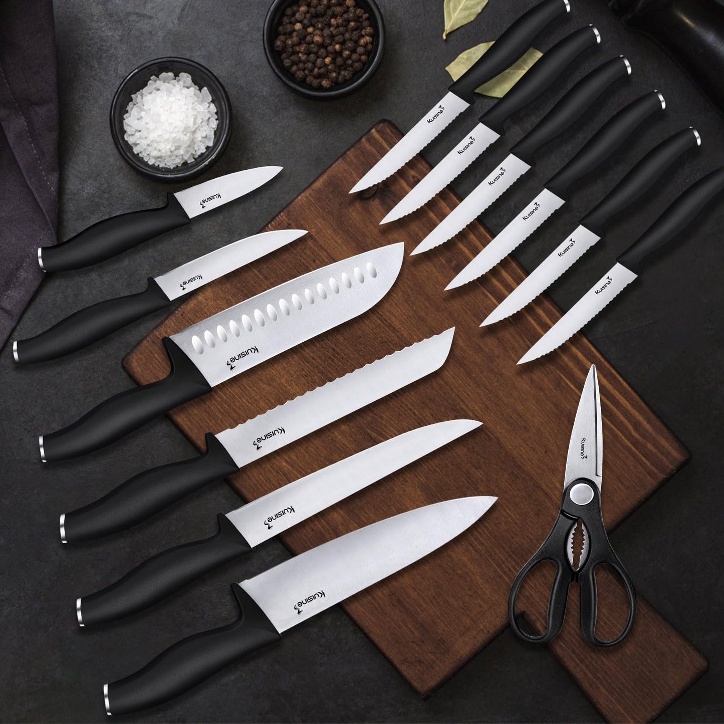 Kuisine 15-Piece High Carbon Chef Knife Set