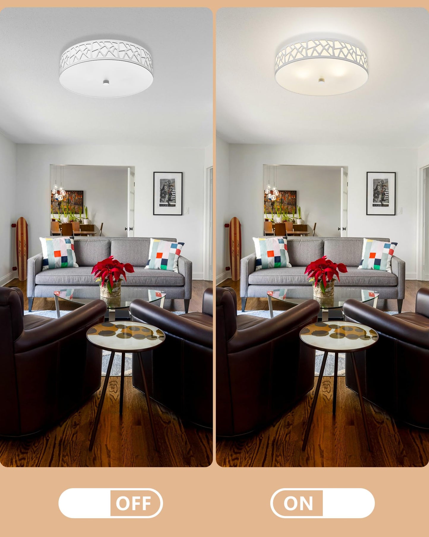 VICNIE 2-Light Modern Ceiling Flush Mount Fixture