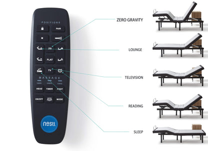 Nestl Adjustable Bed Frame - 2nd Generation - Adjustable Massage Twin XL Bed Frames with Wireless Remote, Head & Foot Massage, Zero Gravity, Fast & Easy Assembly, USB Ports, Under Bed LED Lighting