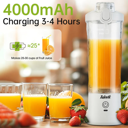 Portable Blender, Personal Size Blenders for Shakes and Smoothies, 20 Oz Mini Smoothies Blender, Kitchen USB Rechargeable Blender Cups with Travel Lid For Kitchen/Gym/Travel/Office, BPA-Free, White